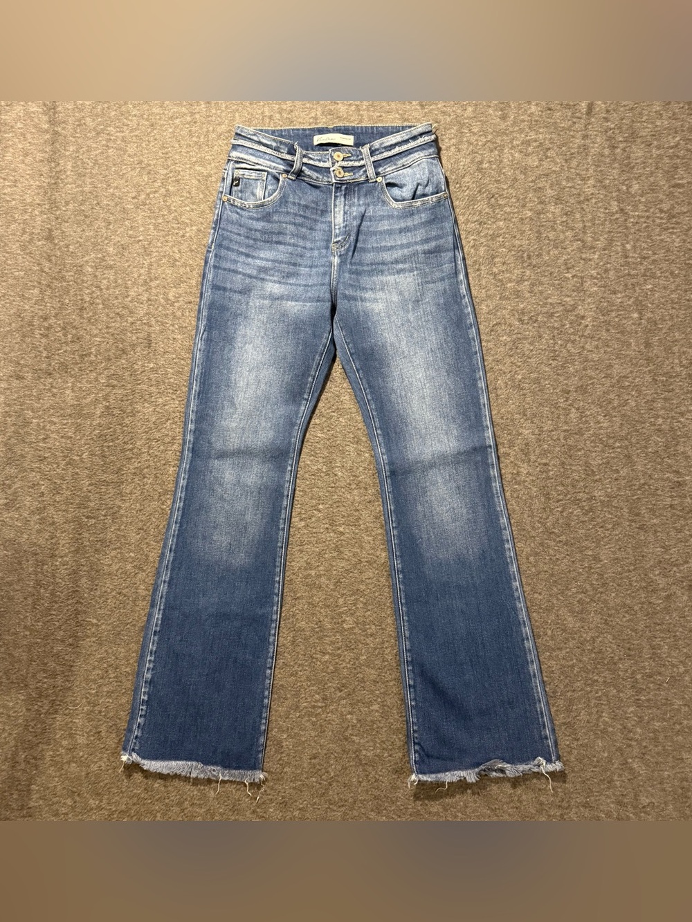 KanCan Jeans Womens 27 (inseam 32) blue High Rise Bootcut Flare Fray Hem Stretch